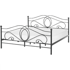 Beliani Dekorativna črna kovinska postelja 180x200 cm LYRA
