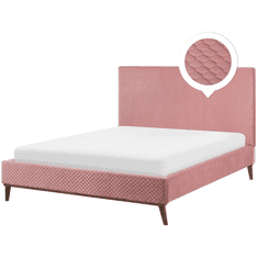 Beliani Oblazinjena roza postelja 160 x 200 cm BAYONNE