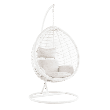 Beliani Viseči fotelj iz ratana s stojalom bele barve FANO