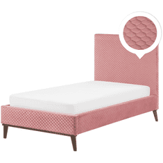 Beliani Oblazinjena roza postelja 90x200 cm BAYONNE