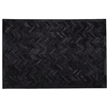 Beliani Črna usnjena preproga 160 x 230 cm BELEVI