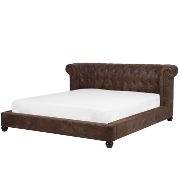 Beliani Postelja, oblazinjena v umetnem usnju 180 x 200 cm CAVAILLON