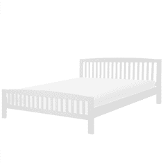 Beliani Klasična bela lesena zakonska postelja 180x200 cm CASTRES