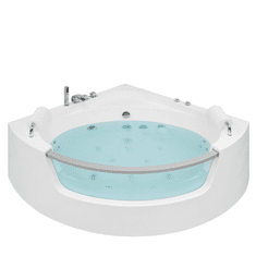 Beliani Whirlpool kad z vodnimi curki in osvetlitvijo LED bela 150 cm MANGLE
