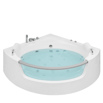 Beliani Whirlpool kad z vodnimi curki in osvetlitvijo LED bela 150 cm MANGLE