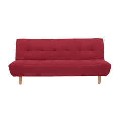 Beliani Oblazinjen trisedežni raztegljiv kavč rdeč ALSTEN