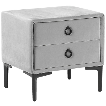 Beliani Nočna omarica žametna siva SEZANNE
