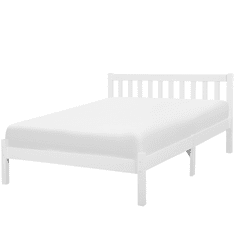 Beliani Lesena postelja 140 x 200 cm bela FLORAC