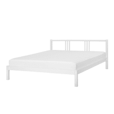Beliani Lesena postelja 180 x 200 cm bela VANNES