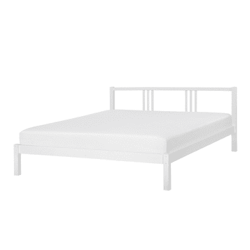 Beliani Lesena postelja 180 x 200 cm bela VANNES