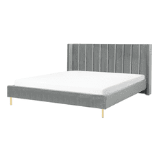 Beliani Žametna postelja 180 x 200 cm siva VILLETTE