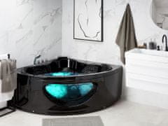 Beliani Kotna masažna kad s svetlobo LED in vodnimi curki črna TOCOA