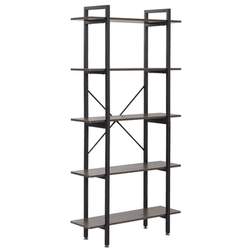 Beliani Knjižna omara s 5 policami, temni les, DARBY