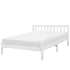 Beliani Lesena postelja 160 x 200 cm bela FLORAC