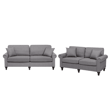 Beliani Oblazinjena sedežna garnitura svetlo siva, OTRA za 5 oseb