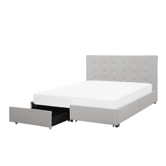 Beliani Oblazinjena postelja 180 x 200 cm s prostorom za shranjevanje svetlo siva LA ROCHELLE