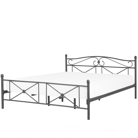 Beliani Črna kovinska postelja z okvirjem 180 x 200 cm RODEZ