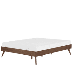 Beliani Lesena postelja 140 x 200 cm temna BERRIC