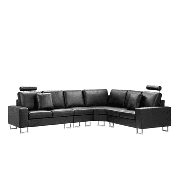 Beliani Črna usnjena sedežna garnitura z vogalnim kavčem, leva STOCKHOLM