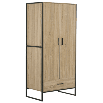 Beliani Dvodelna garderobna omara s predalom iz svetlega lesa SCHWEDT