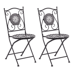 Beliani Komplet 2 kovinskih vrtnih stolov črne barve CARIATI