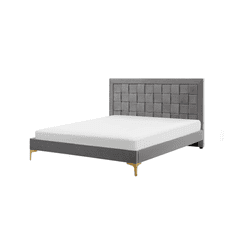 Beliani Žametna siva postelja 140x 200 cm LIMOUX