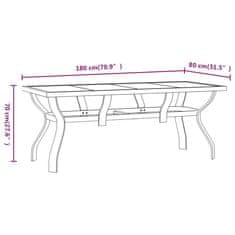 Greatstore Vrtna miza siva in črna 180x80x70 cm jeklo in steklo