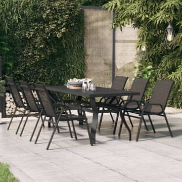 Vidaxl vidaXL Vrtna miza črna 180x80x70 cm jeklo in steklo