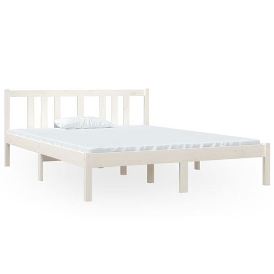 shumee Okvir za posteljo, bela barva, masivni les, 140 x 190 cm