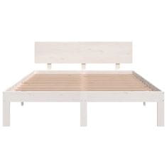 Vidaxl Posteljni okvir bel iz trdnega lesa 135x190 cm 4FT6