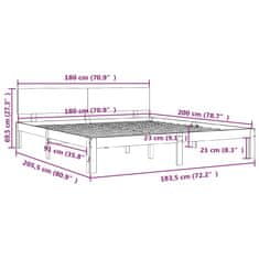 Vidaxl Posteljni okvir iz trdnega lesa 180x200 cm 6FT