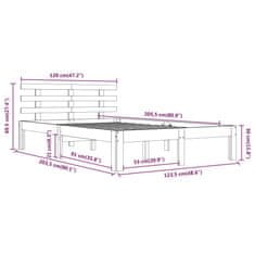 Vidaxl Posteljni okvir iz trdnega lesa 120x200 cm