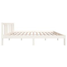 Vidaxl Posteljni okvir bel iz trdnega lesa 140x190 cm