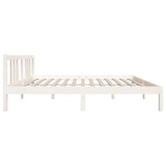 Vidaxl Posteljni okvir bel iz trdnega lesa 135x190 cm 4FT6