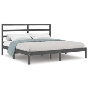 Vidaxl Posteljni okvir siv iz trdne borovine 200x200 cm