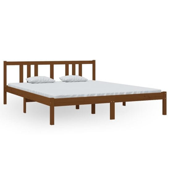 Vidaxl Posteljni okvir medeno rjav iz trdnega lesa 160x200 cm