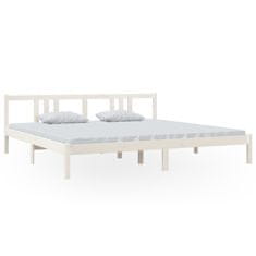 Vidaxl Posteljni okvir bel iz trdnega lesa 200x200 cm