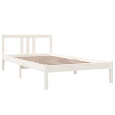 Vidaxl Posteljni okvir bel iz trdnega lesa 100x200 cm