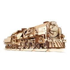 UGEARS 3D lesena mehanska sestavljanka V-Express parna lokomotiva 4-6-2 s tendrom