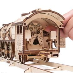 UGEARS 3D lesena mehanska sestavljanka V-Express parna lokomotiva 4-6-2 s tendrom