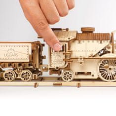 UGEARS 3D lesena mehanska sestavljanka V-Express parna lokomotiva 4-6-2 s tendrom