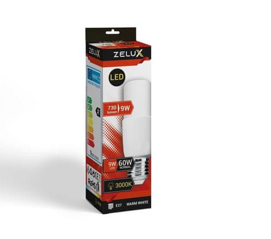 ZELUX LED sijalka E27 T37 9W stick toplo bela 3000K