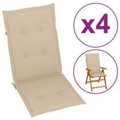 Vidaxl Blazine za vrtne stole 4 kosi bež 120x50x3 cm blago