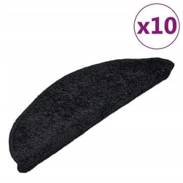 Vidaxl Stopniščne preproge 10 kosov 56x17x3 cm črne polkrožne