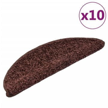 Vidaxl Stopniščne preproge 10 kosov 56x17x3 cm rjave polkrožne