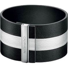 Calvin Klein Črno-bela usnjena zapestnica Rebel KJ9KBB09010 (Dimenzije 18,5 cm)