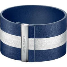 Calvin Klein Modro-bela usnjena zapestnica Rebel KJ9KWB09010 (Dimenzije 18,5 cm - XS)