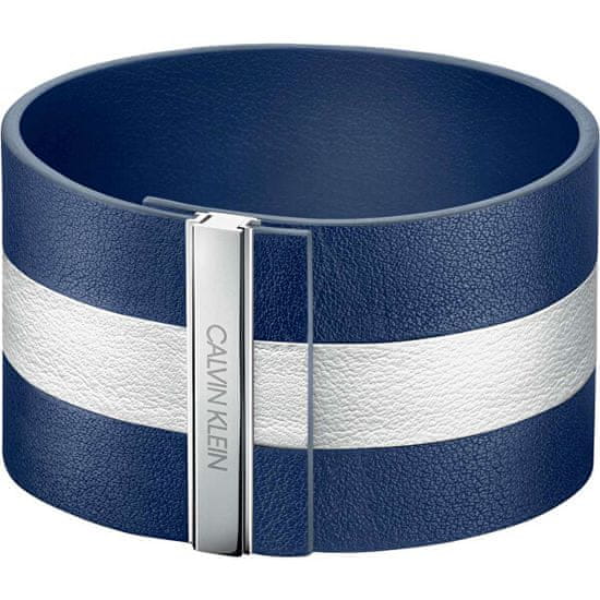 Calvin Klein Modro-bela usnjena zapestnica Rebel KJ9KWB09010