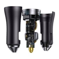 BASEUS Avtomobilski polnilnik Golden Contactor Pro 2xUSB-C 40W siv