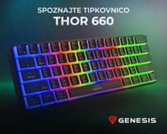 Genesis Thor 660 gaming tipkovnica, mehanska, USB-C, Bluetooth, RGB LED, črna